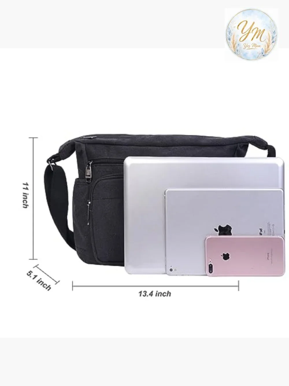 Canvas Messenger Bag Vintage Crossbody Laptop Satchel for Work School Travel